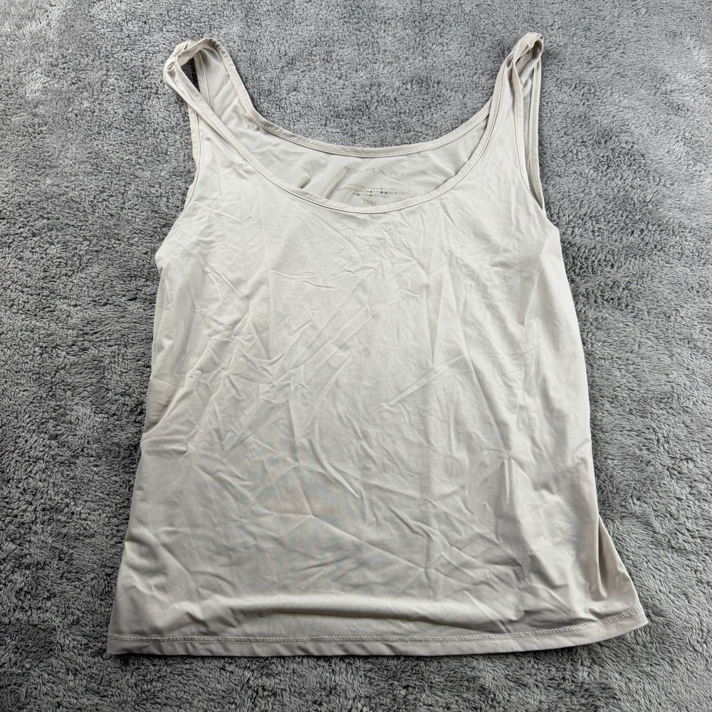 Tahari Scoop Neck Sleeveless Knit Tank Top Womens Medium Cream